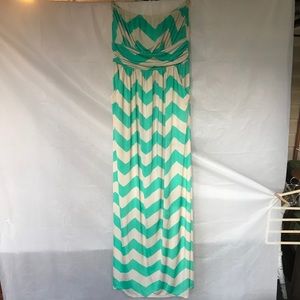 Strapless teal maxi dress with pockets!!!
